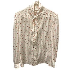 EVAN PICONE | Vintage Cream Polka Dot PussyBow Blouse Made in Japan | Size 14